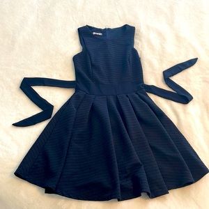 Navy Blue Tie Waist Skater Dress XS